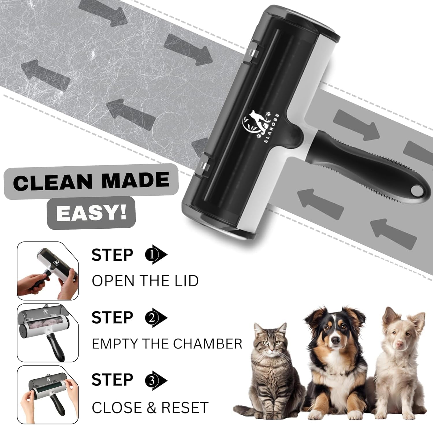 Pet Hair Remover Roller – Reusable Two-Way Dog & Cat Hair Remover for Clothes, Carpets, Sofas & Cars
