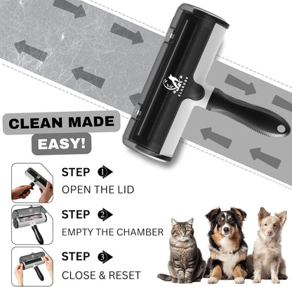 Pet Hair Remover Roller – Reusable Two-Way Dog & Cat Hair Remover for Clothes, Carpets, Sofas & Cars
