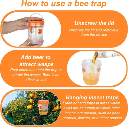 3-Pack Reusable Wasp Traps – Hanging Outdoor Insect Traps for Gardens, Patios & Balconies