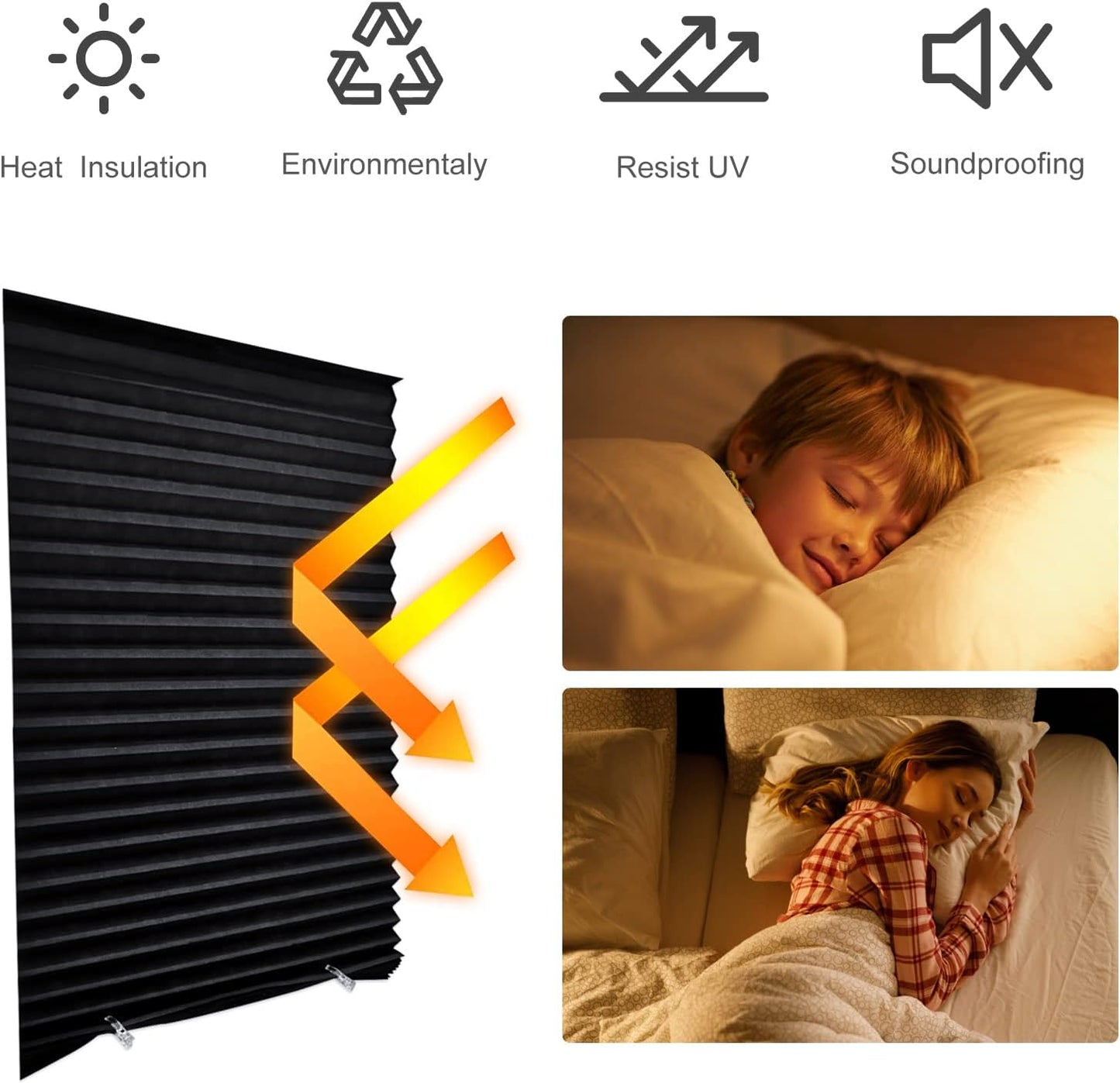 No-Drill Blackout Blinds – Stick-On Temporary Window Shades, Thermal & Cut-to-Size with 2 Clips