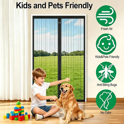 Magnetic Door Fly Screen – 90 × 210 cm, Self-Closing Mesh Curtain, No-Drill Installation