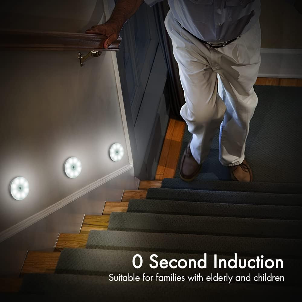 3-Pack Rechargeable Motion Sensor Lights – Wireless LED Night Lights, 6000K Cool White, Magnetic & Easy-Install