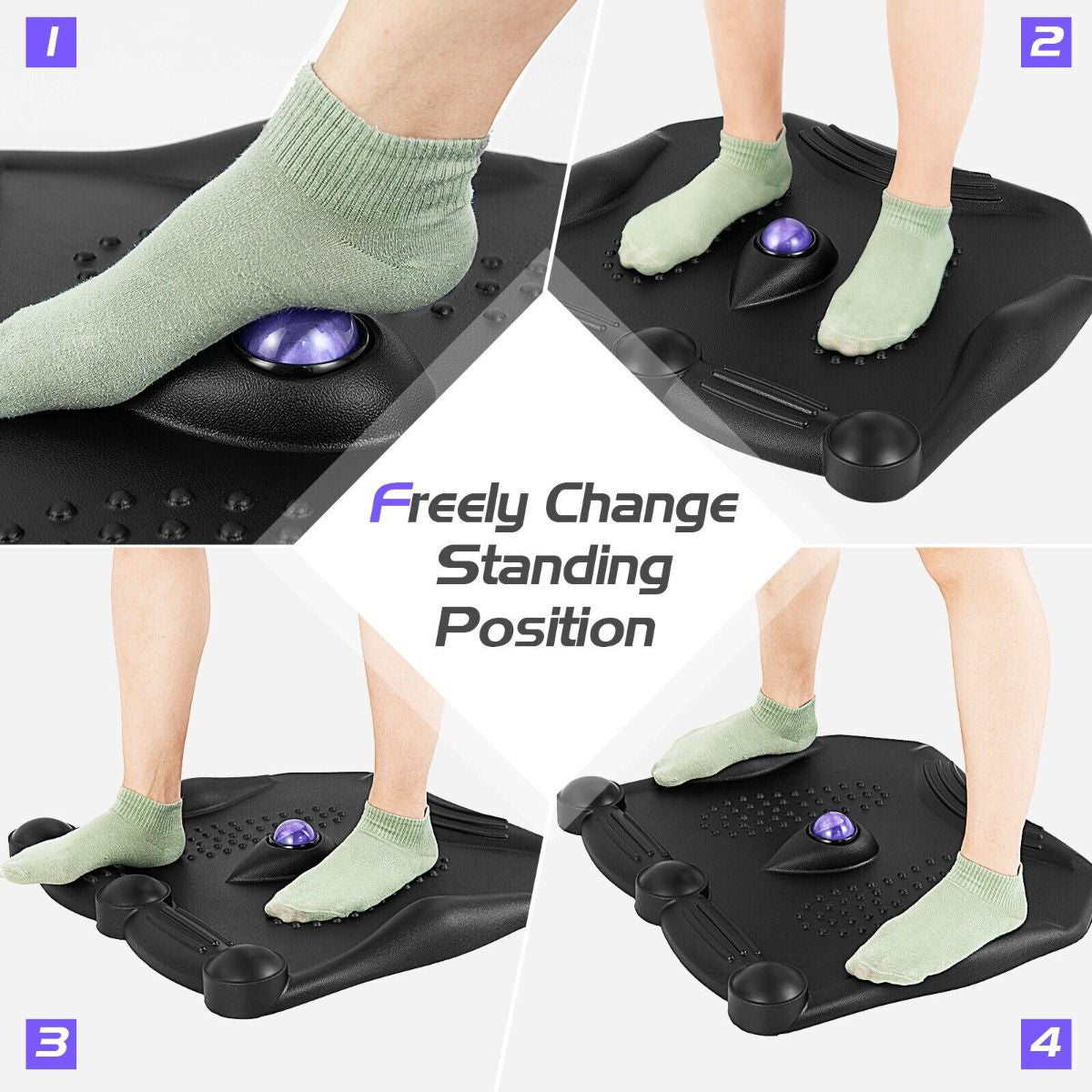 Ergonomic Anti-Fatigue Standing Mat – Foot Massage Roller & Massage Points for Standing Desks, Home & Office