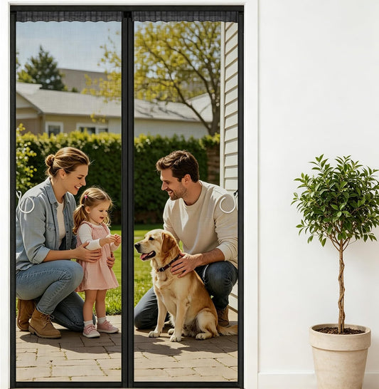 Magnetic Door Fly Screen – 90 × 210 cm, Self-Closing Mesh Curtain, No-Drill Installation
