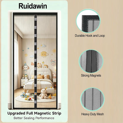 Magnetic Door Fly Screen – 90 × 210 cm, Self-Closing Mesh Curtain, No-Drill Installation