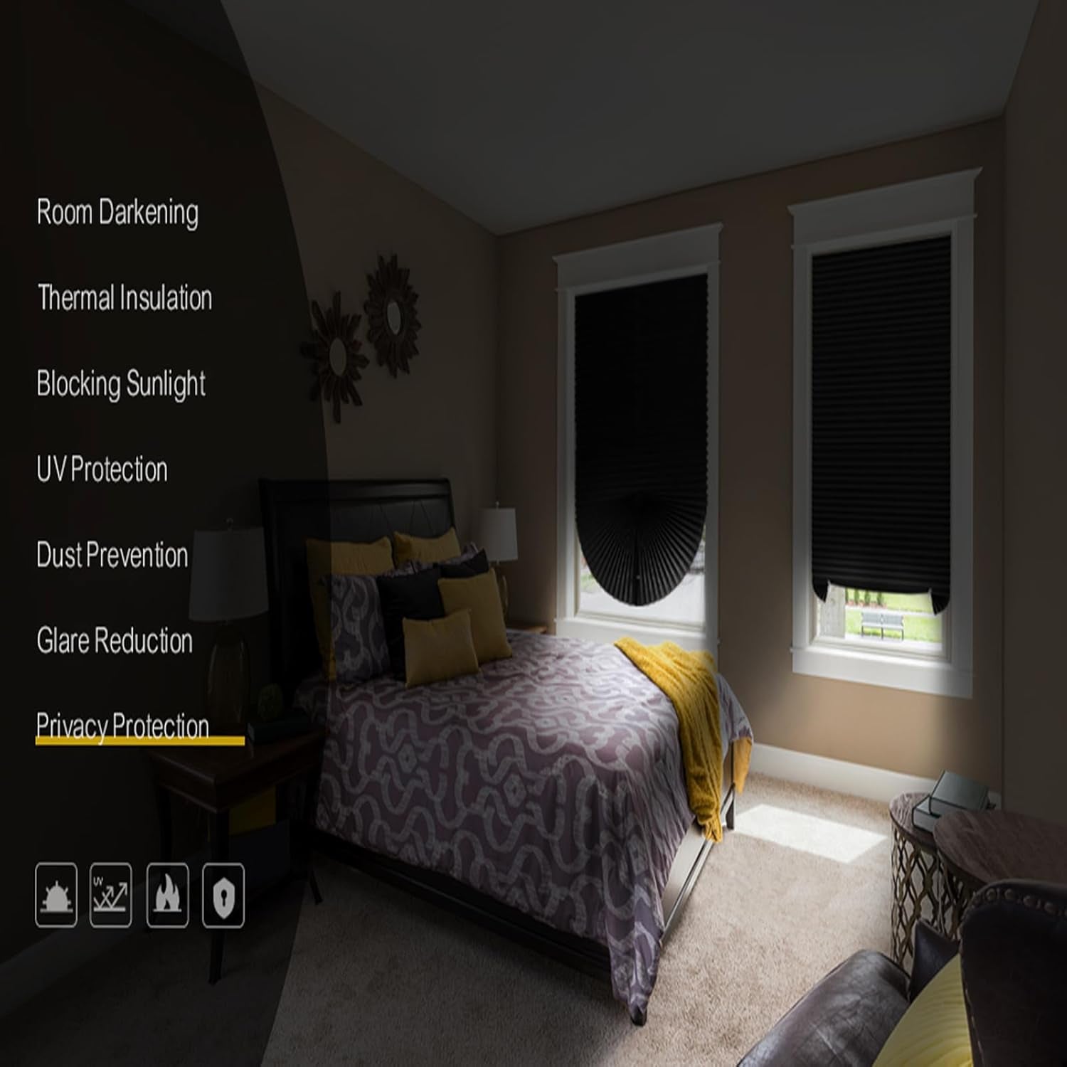No-Drill Blackout Blinds – Stick-On Temporary Window Shades, Thermal & Cut-to-Size with 2 Clips