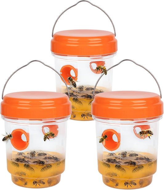 3-Pack Reusable Wasp Traps – Hanging Outdoor Insect Traps for Gardens, Patios & Balconies