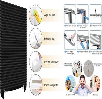 No-Drill Blackout Blinds – Stick-On Temporary Window Shades, Thermal & Cut-to-Size with 2 Clips