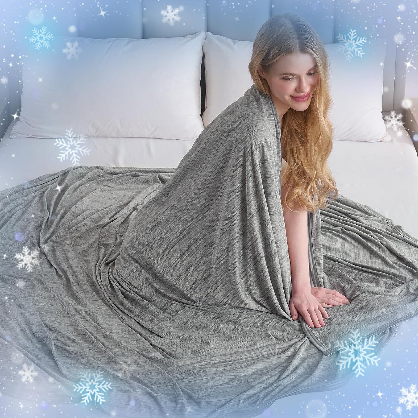 Cooling Blanket 150 × 200 cm – Double-Sided Cooling Fabric, Lightweight & Breathable Summer Blanket for Bed, Sofa & Travel