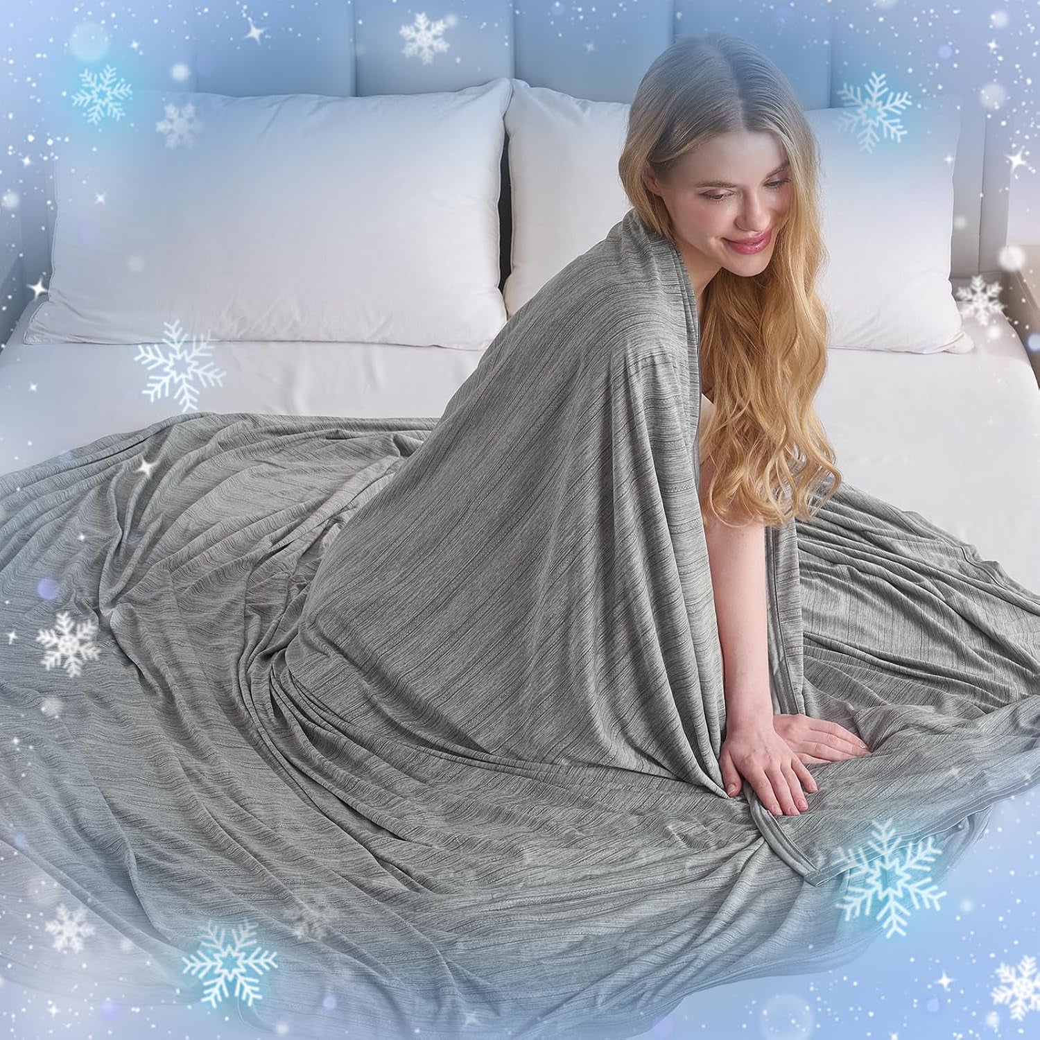 Cooling Blanket 150 × 200 cm – Double-Sided Cooling Fabric, Lightweight & Breathable Summer Blanket for Bed, Sofa & Travel