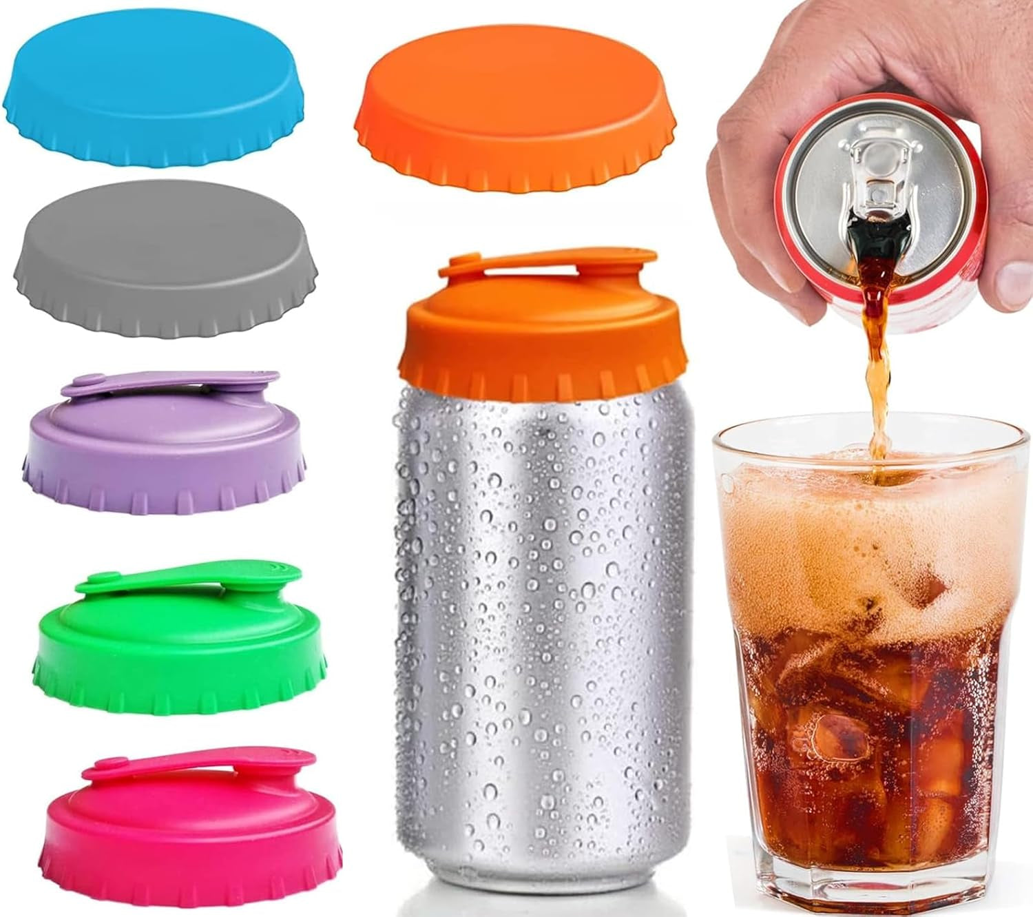 6-Pack Silicone Can Lids – Reusable Drink Covers for Standard Soda, Soft Drink & Beer Cans