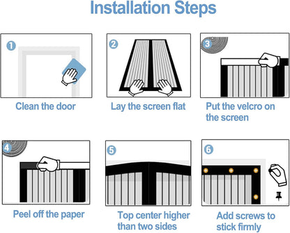 Magnetic Door Fly Screen – 90 × 210 cm, Self-Closing Mesh Curtain, No-Drill Installation