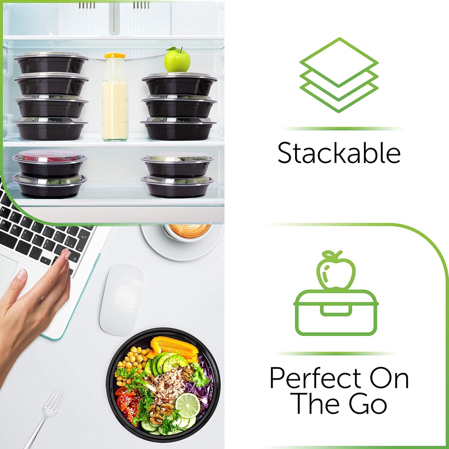 30-Pack Meal Prep Containers – 24 oz Reusable BPA-Free Food Storage Boxes with Airtight Lids, Microwave & Freezer Safe