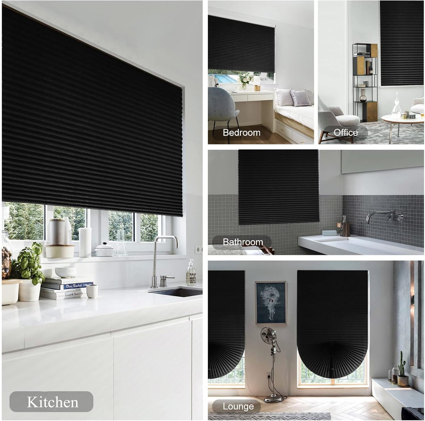 No-Drill Blackout Blinds – Stick-On Temporary Window Shades, Thermal & Cut-to-Size with 2 Clips