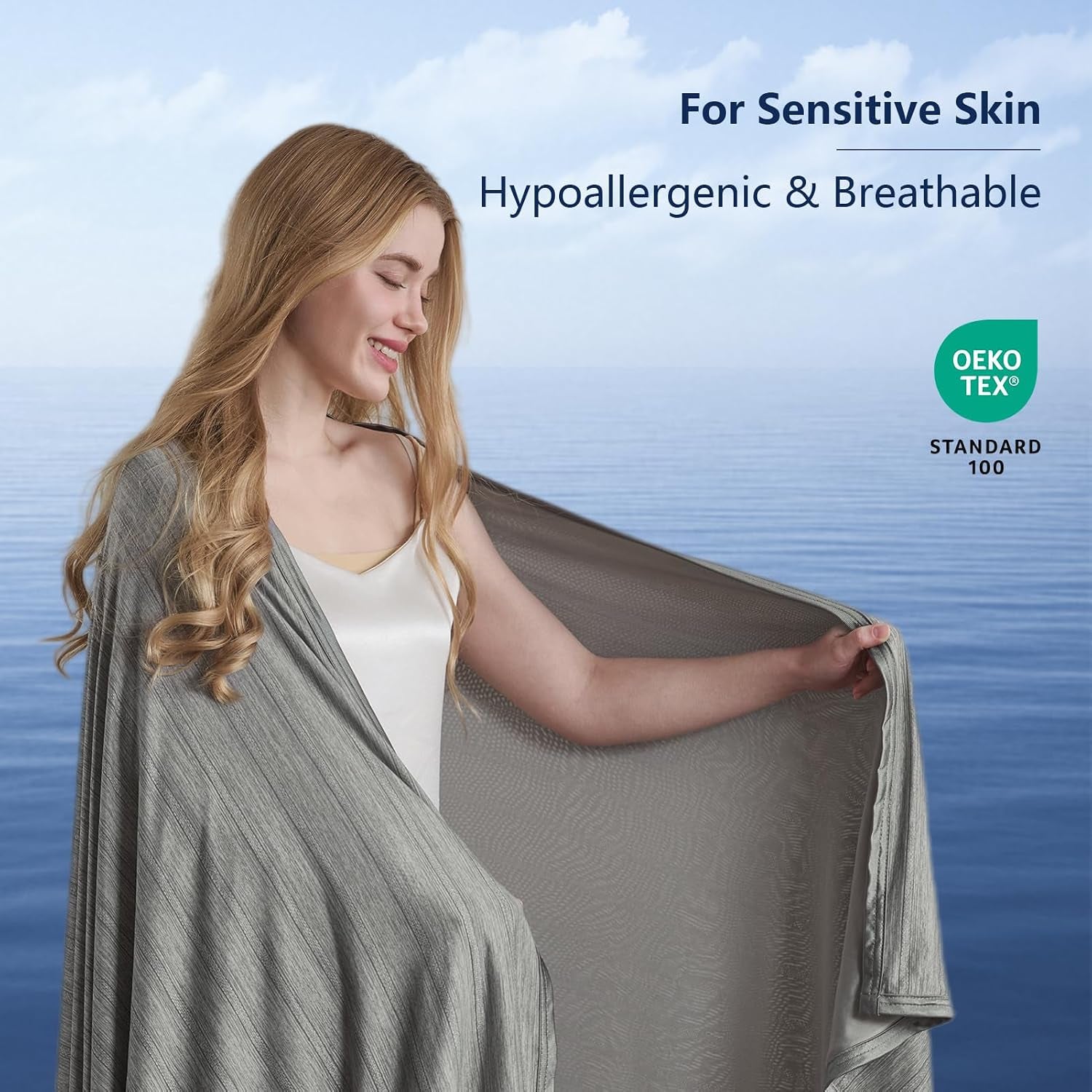 Cooling Blanket 150 × 200 cm – Double-Sided Cooling Fabric, Lightweight & Breathable Summer Blanket for Bed, Sofa & Travel