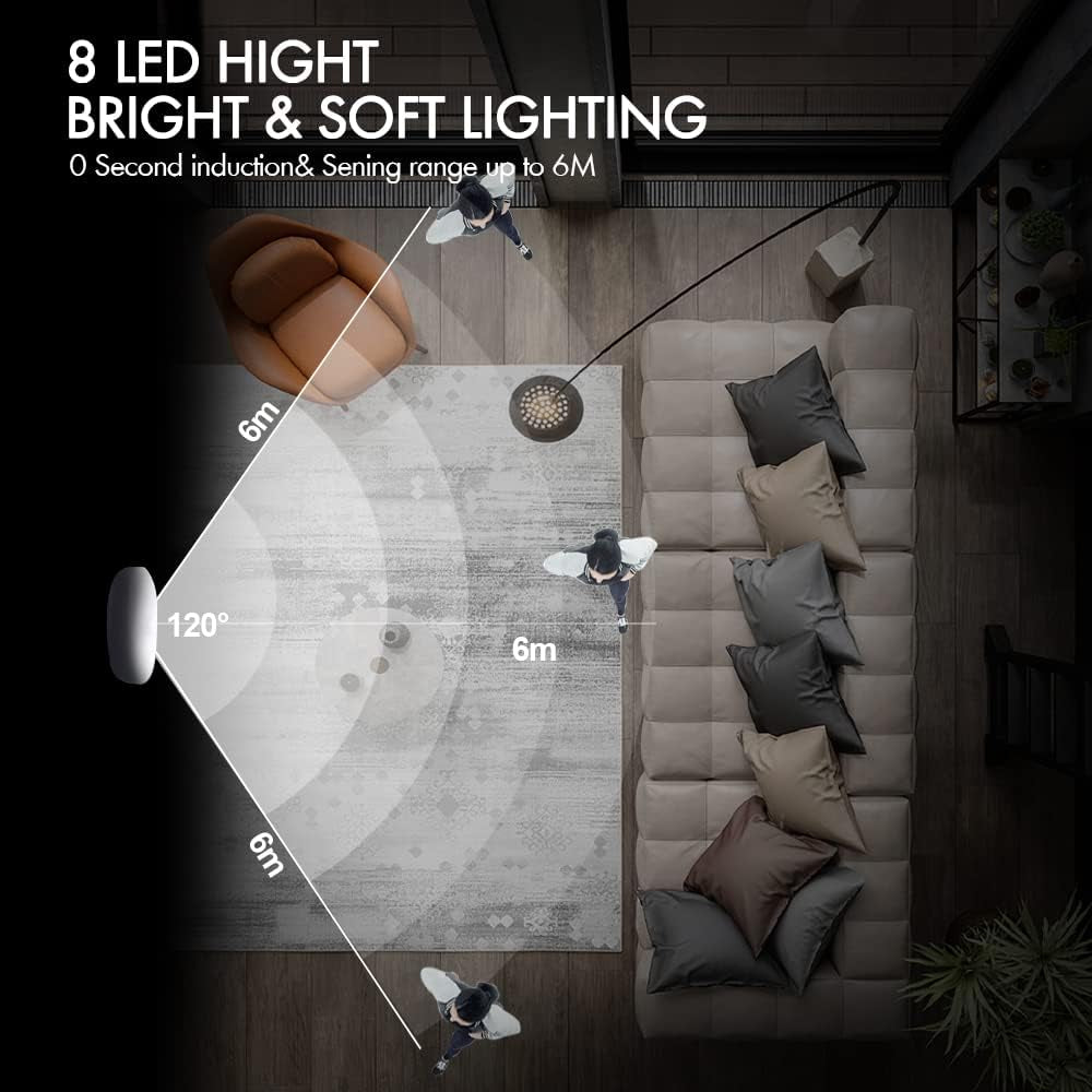 3-Pack Rechargeable Motion Sensor Lights – Wireless LED Night Lights, 6000K Cool White, Magnetic & Easy-Install