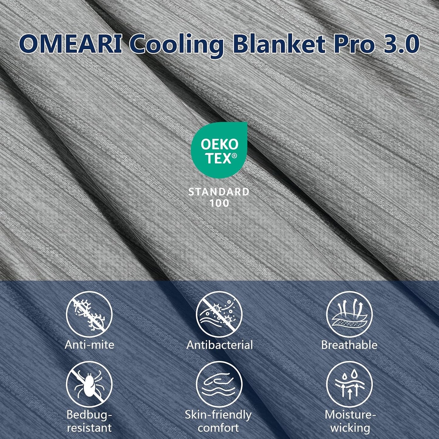 Cooling Blanket 150 × 200 cm – Double-Sided Cooling Fabric, Lightweight & Breathable Summer Blanket for Bed, Sofa & Travel
