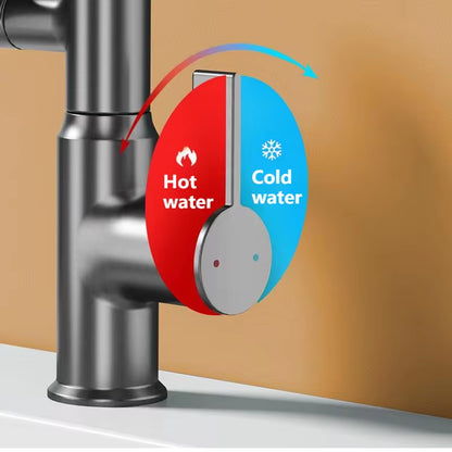 Digital LED Display Basin Tap – 360° Rotating Hot & Cold Water Mixer with Multi-Function Sprayer