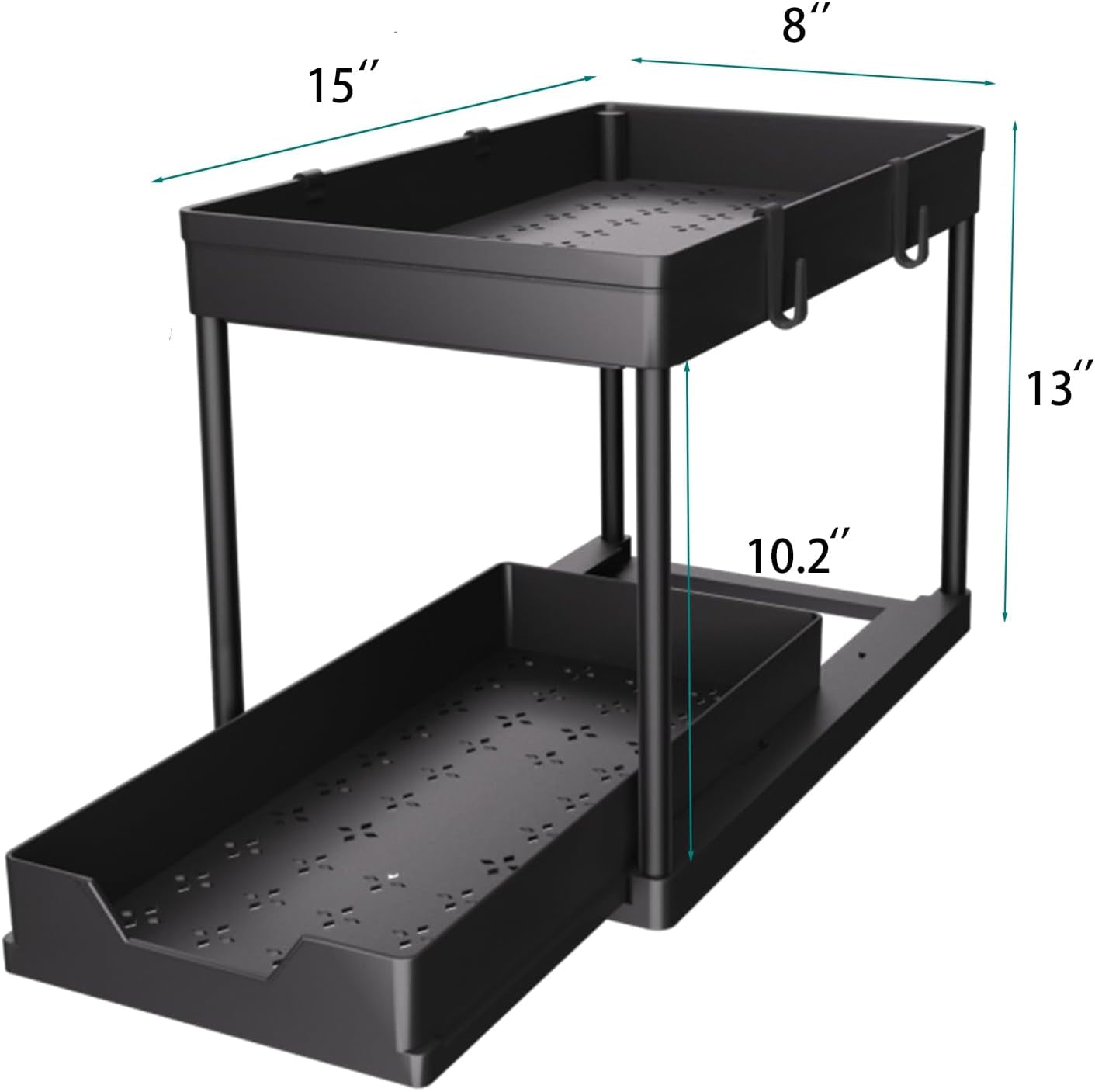 2-Pack Under Sink Storage Organisers – 2-Tier Sliding Pull-Out Drawers for Kitchen, Bathroom & Cabinets