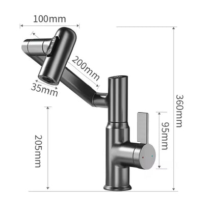 Digital LED Display Basin Tap – 360° Rotating Hot & Cold Water Mixer with Multi-Function Sprayer